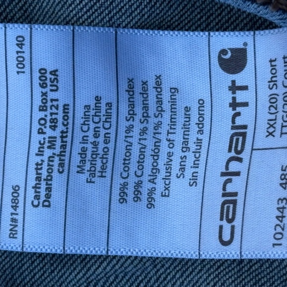 Carhartt Denim Overalls Size 20 Short - Picture 6 of 7